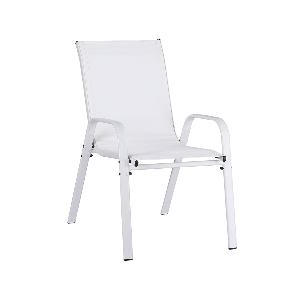 6PC Outdoor Dining Chairs Stackable Lounge Chair Patio Furniture White