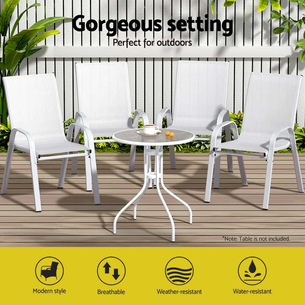 Best 6PC Outdoor Dining Chairs Stackable Lounge Chair Patio Furniture White | Buy Online at Furniture Things Australia