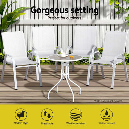 Best 6PC Outdoor Dining Chairs Stackable Lounge Chair Patio Furniture White | Buy Online at Furniture Things Australia