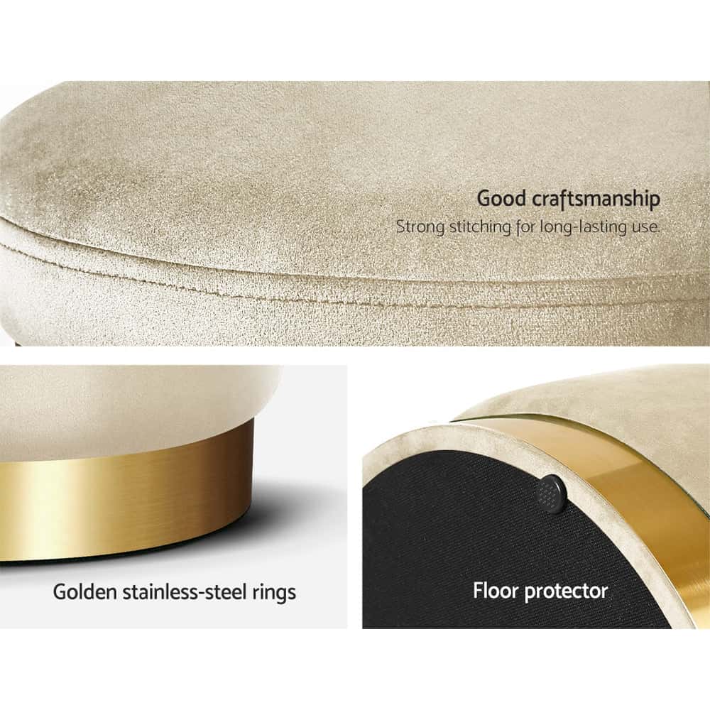 Best Ottoman Storage Foot Stool Round Velvet Cream | Buy Online at Furniture Things Australia