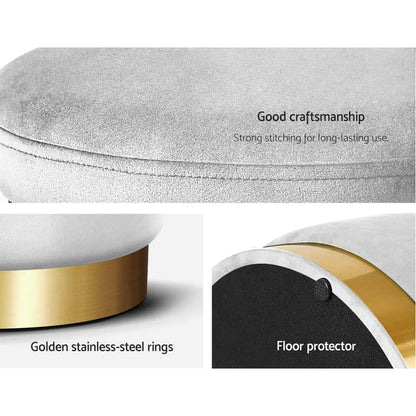 Best Ottoman Storage Foot Stool Round Velvet Grey | Buy Online at Furniture Things Australia