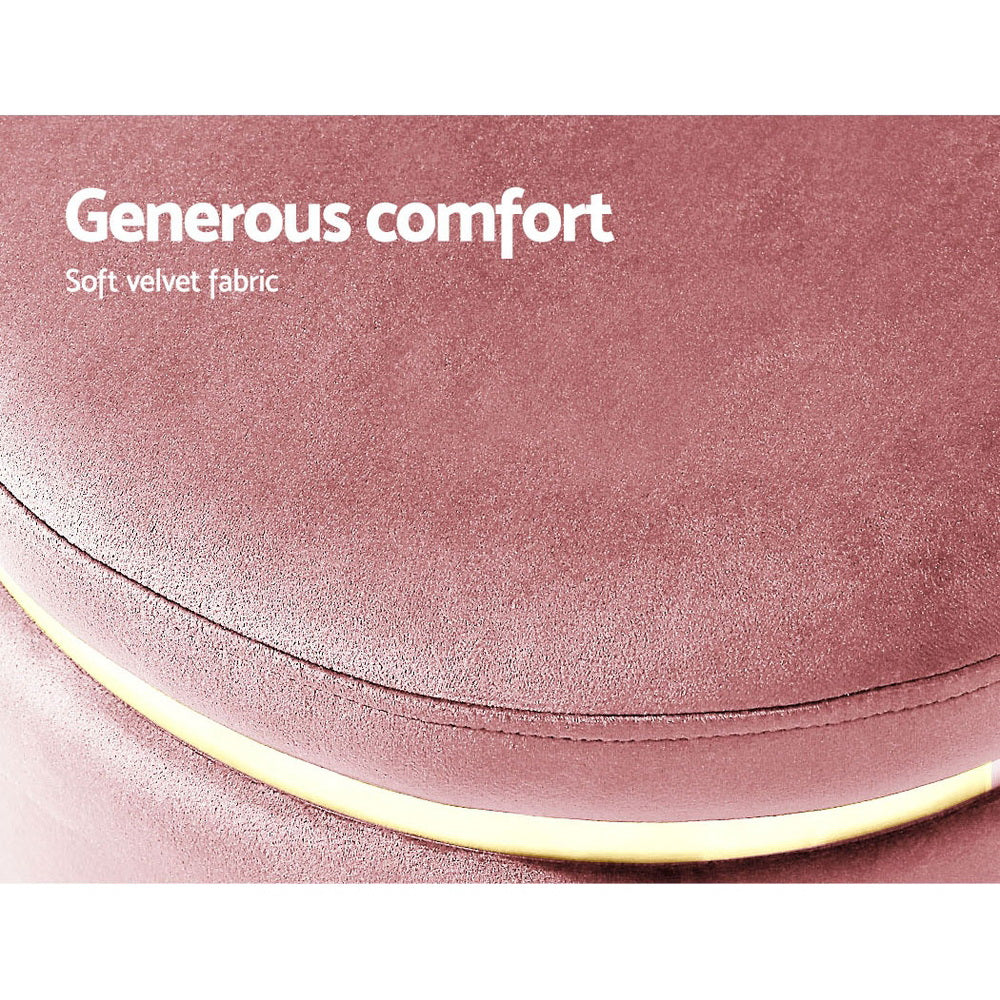Ottoman Foot Stool Round Velvet Pink