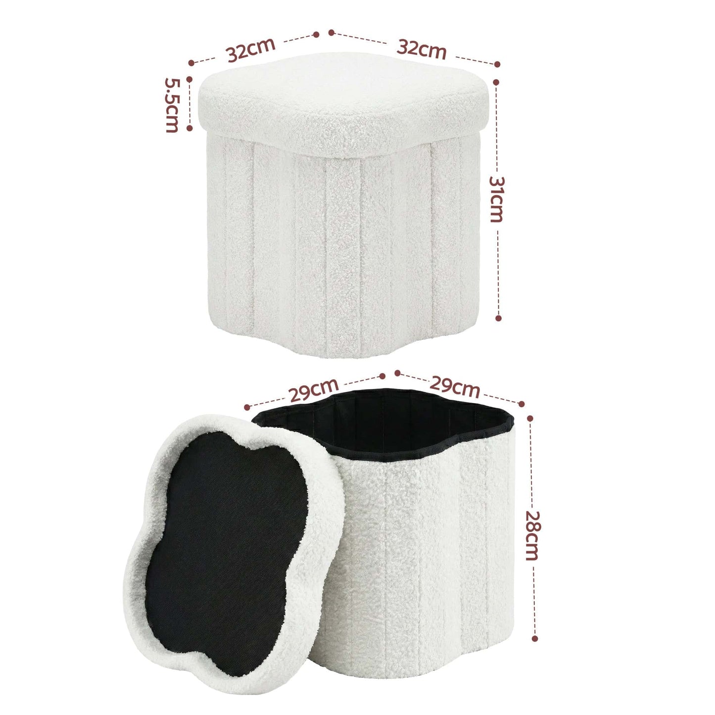 Best Storage Ottoman Foot Stool Foldable White | Buy Online at Furniture Things Australia