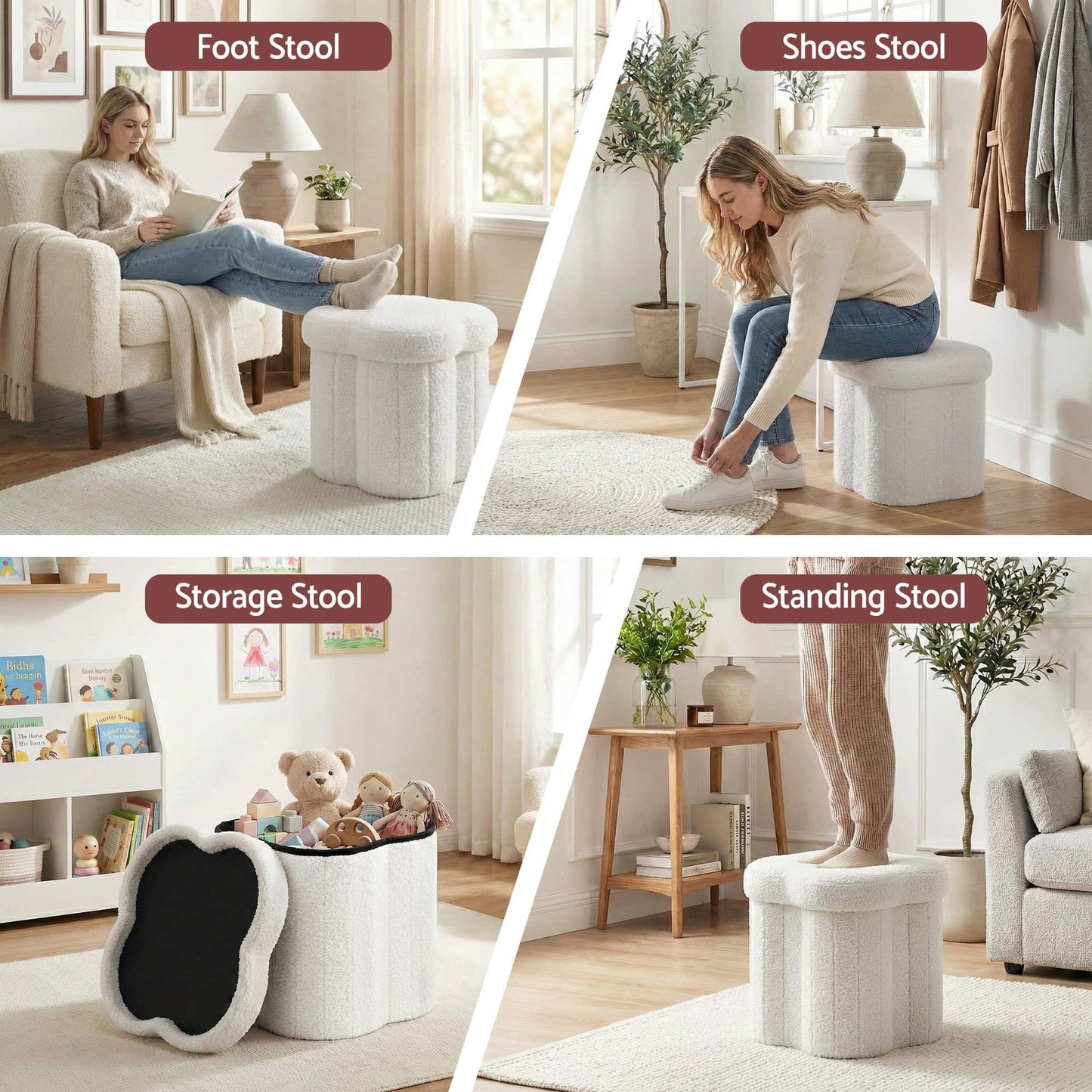 Best Storage Ottoman Foot Stool Foldable White | Buy Online at Furniture Things Australia