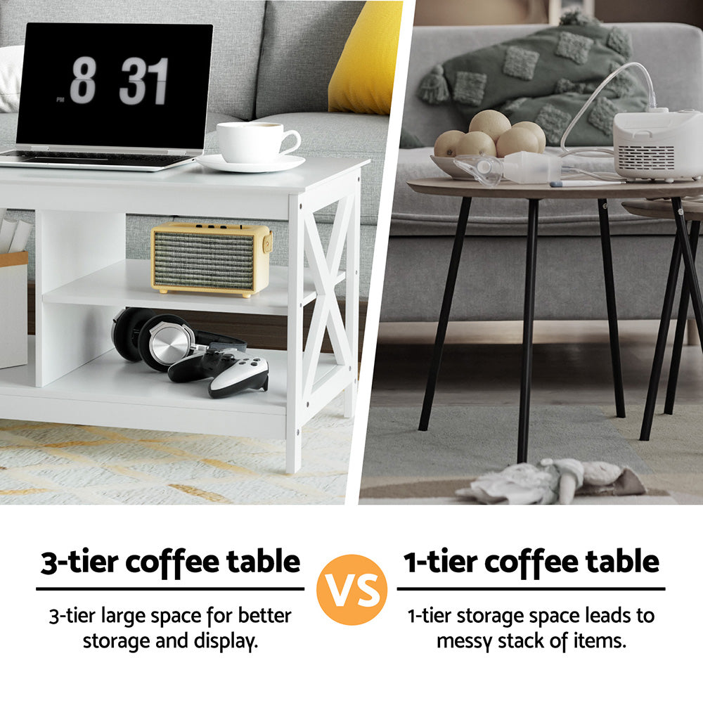 Coffee Table Storage Shelf White