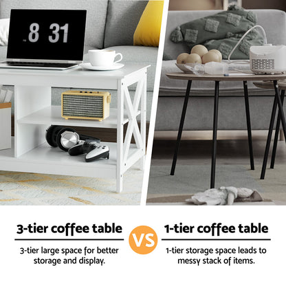 Coffee Table Storage Shelf White
