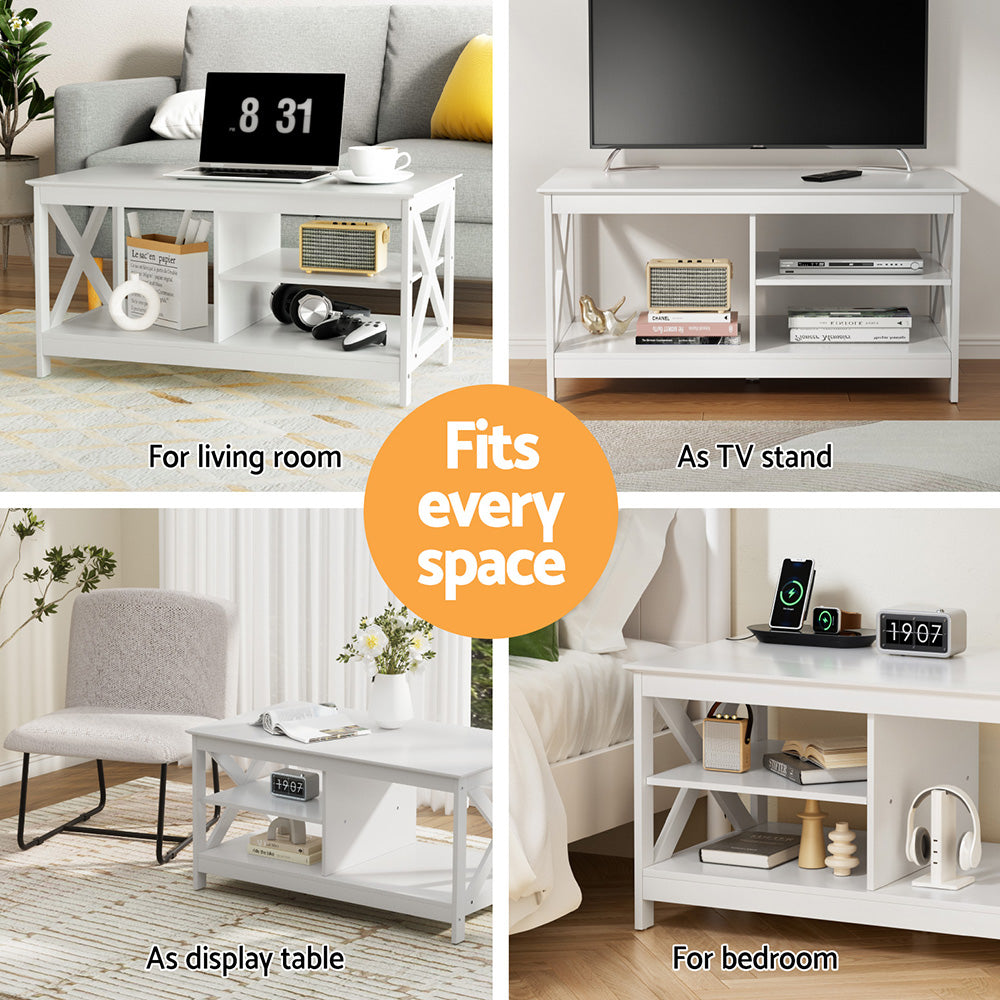 Coffee Table Storage Shelf White