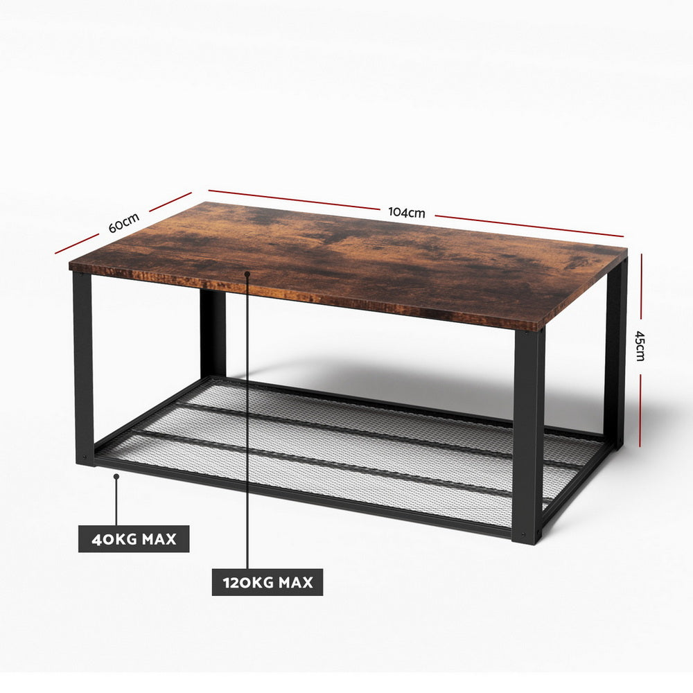 Coffee Table 2-Tier Rustic Brown 104CM