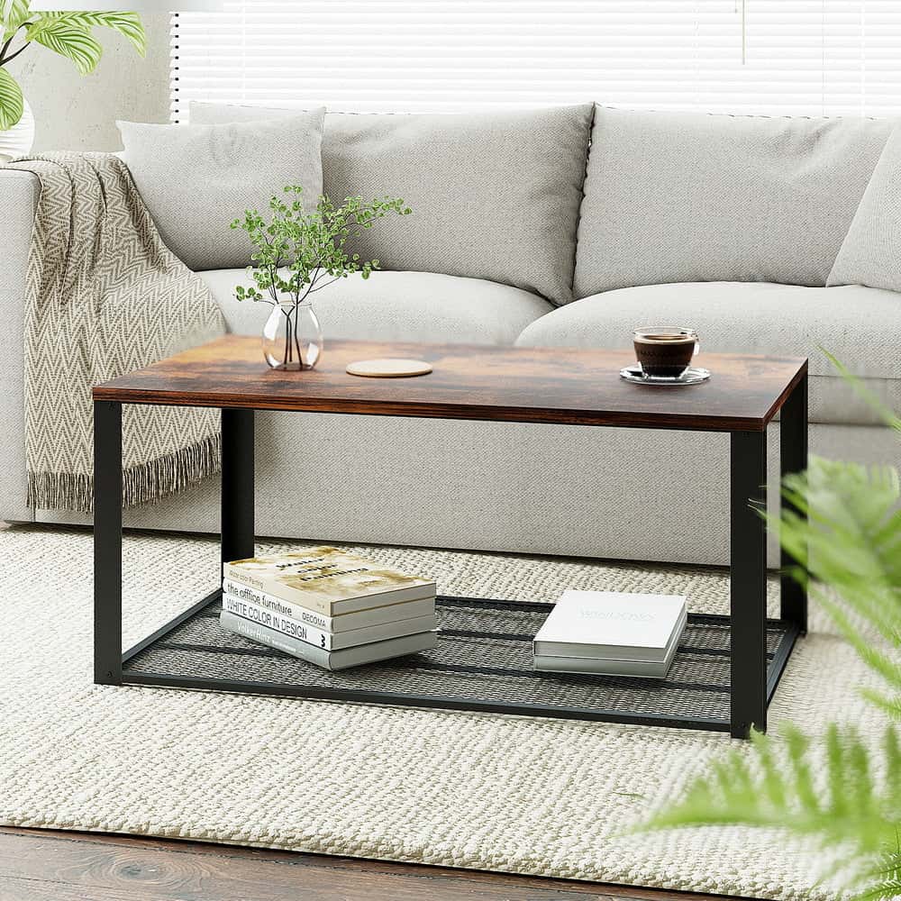 Best Coffee Table 2-Tier Rustic Brown 104CM | Buy Online at Furniture Things Australia