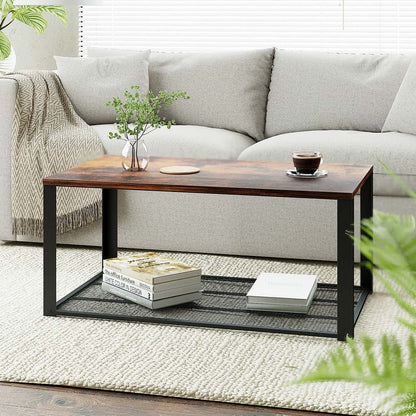 Best Coffee Table 2-Tier Rustic Brown 104CM | Buy Online at Furniture Things Australia