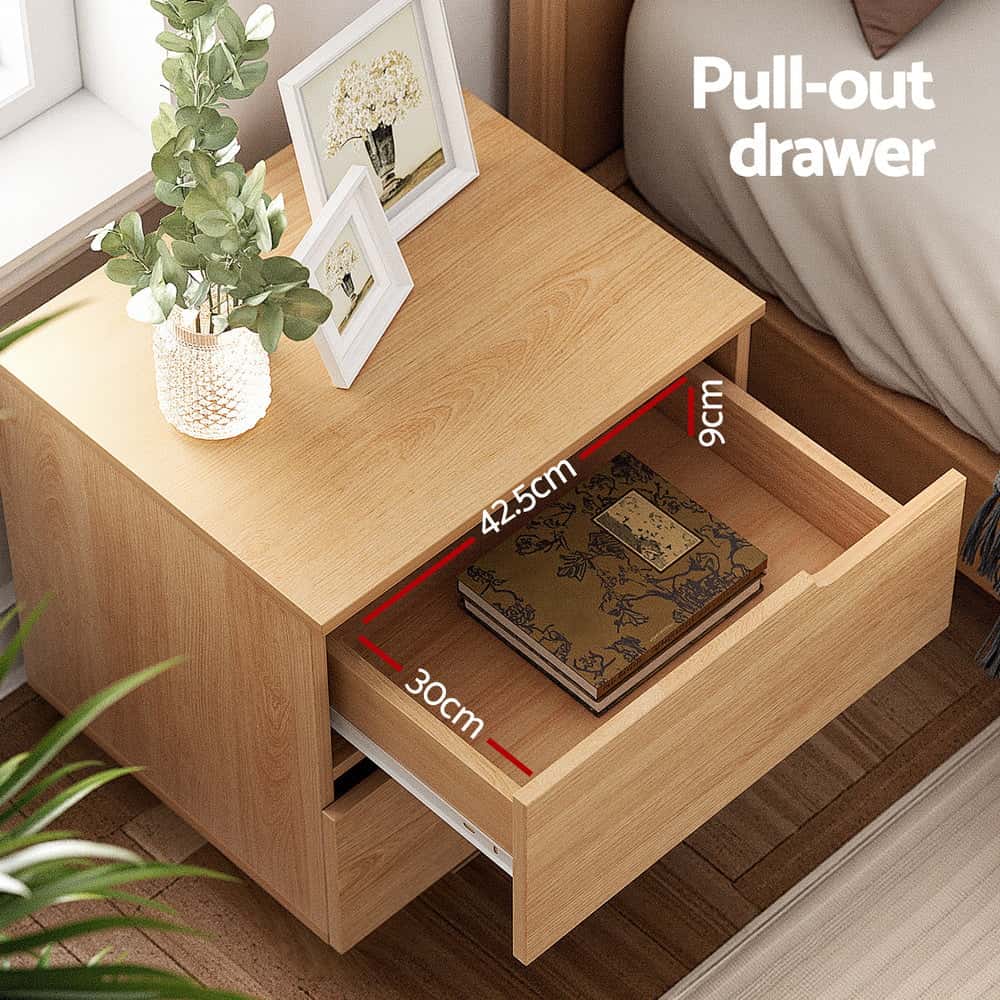 Best Bedside Table 2 Drawers Nightstand Pine | Buy Online at Furniture Things Australia