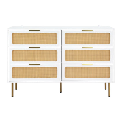 Chest of 6 Drawers Lowboy Cabinet White