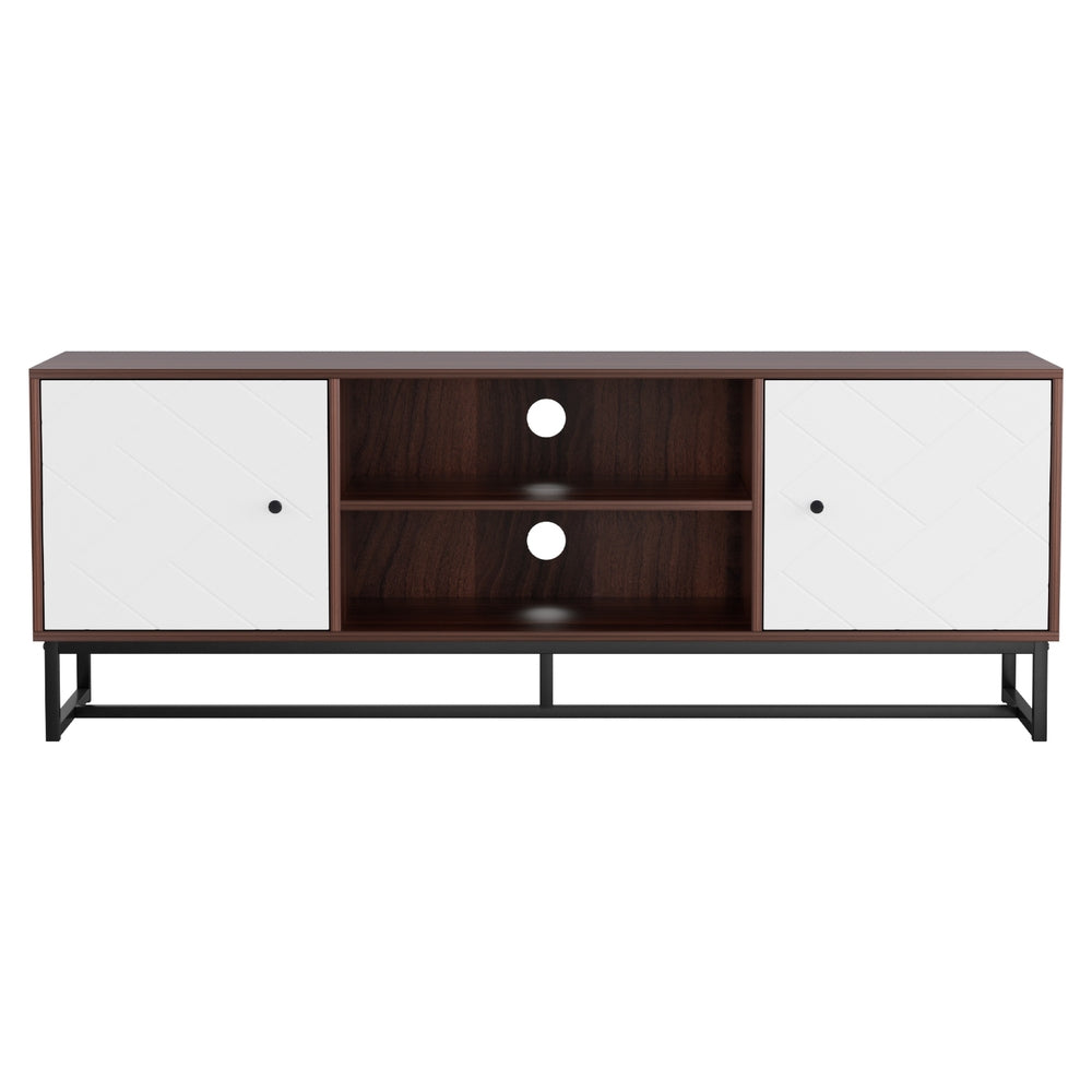 TV Unit 150cm Storage Shelves Walnut White