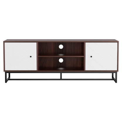 TV Unit 150cm Storage Shelves Walnut White