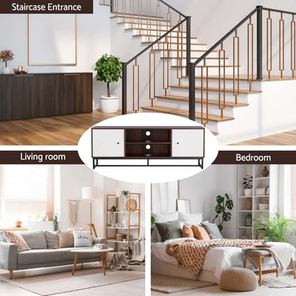 Best TV Unit 150cm Storage Shelves Walnut White | Buy Online at Furniture Things Australia