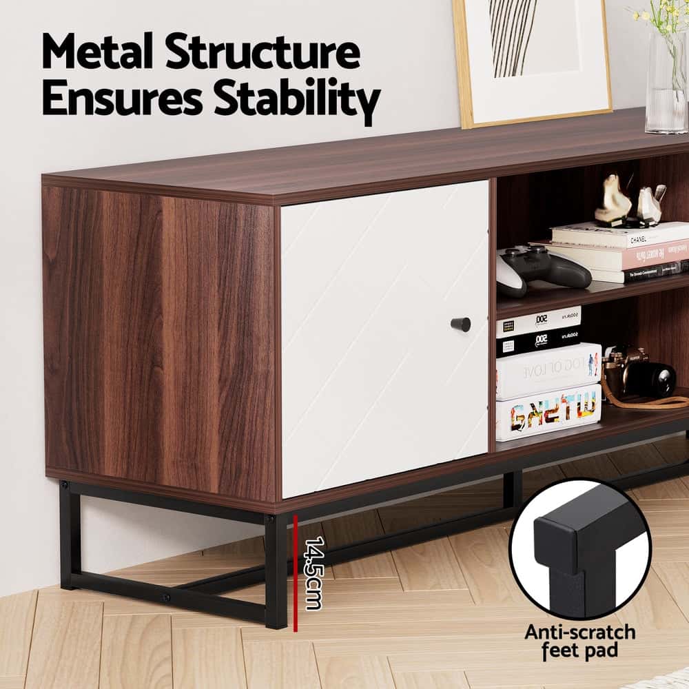 Best TV Unit 150cm Storage Shelves Walnut White | Buy Online at Furniture Things Australia