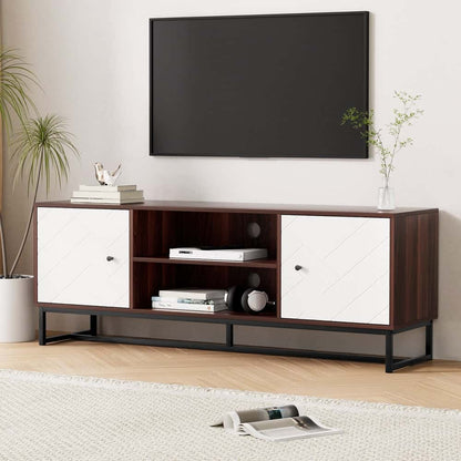 Best TV Unit 150cm Storage Shelves Walnut White | Buy Online at Furniture Things Australia