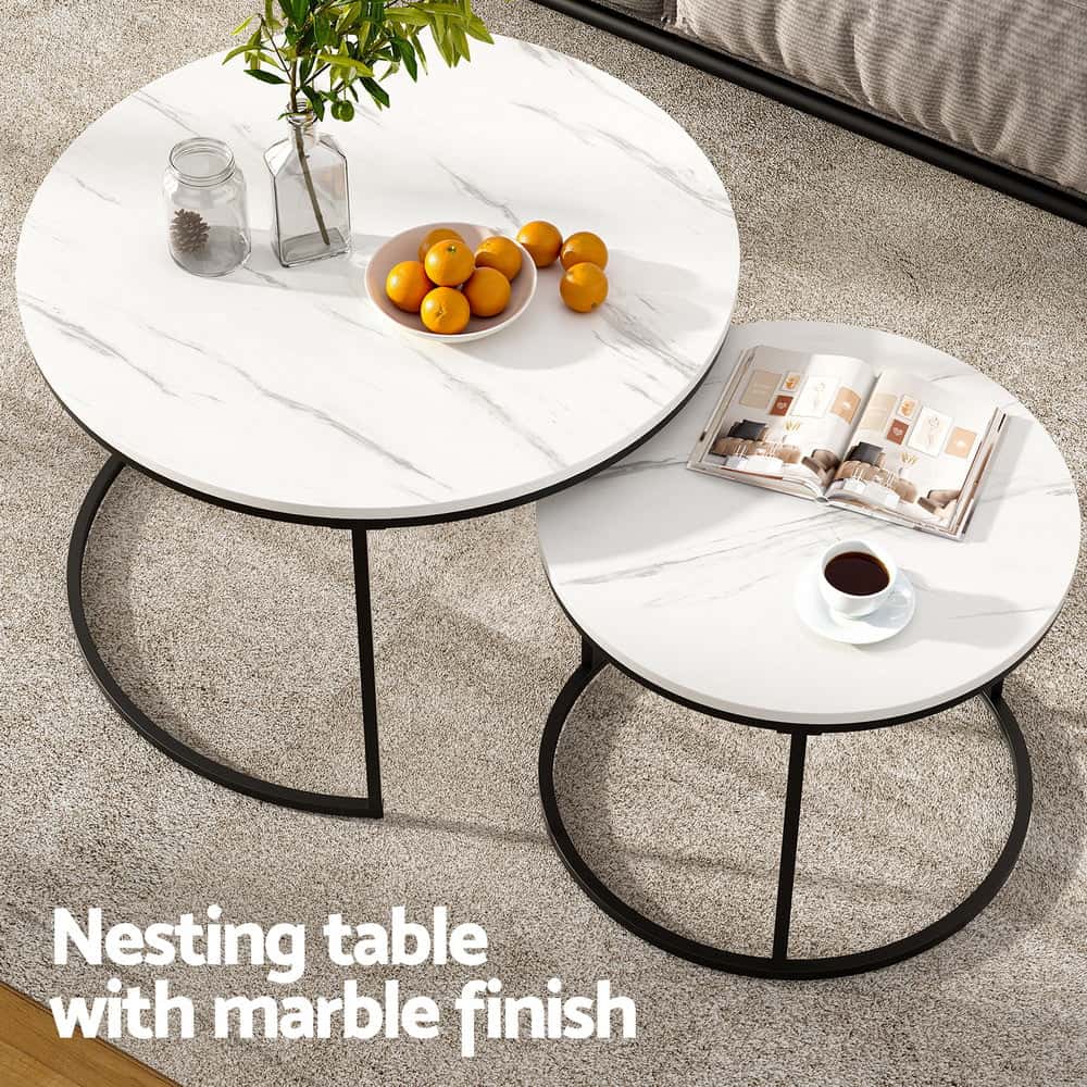 Best Nesting Coffee Table Set of 2 Marble Effect | Buy Online at Furniture Things Australia