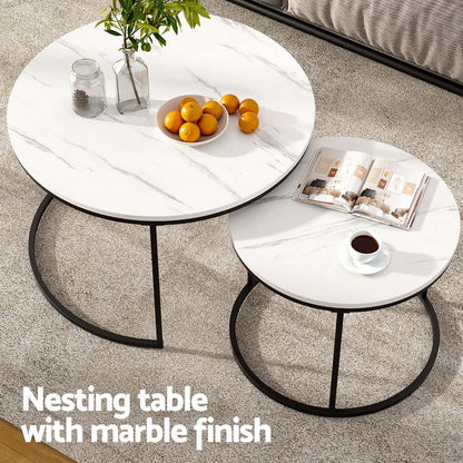 Best Nesting Coffee Table Set of 2 Marble Effect | Buy Online at Furniture Things Australia