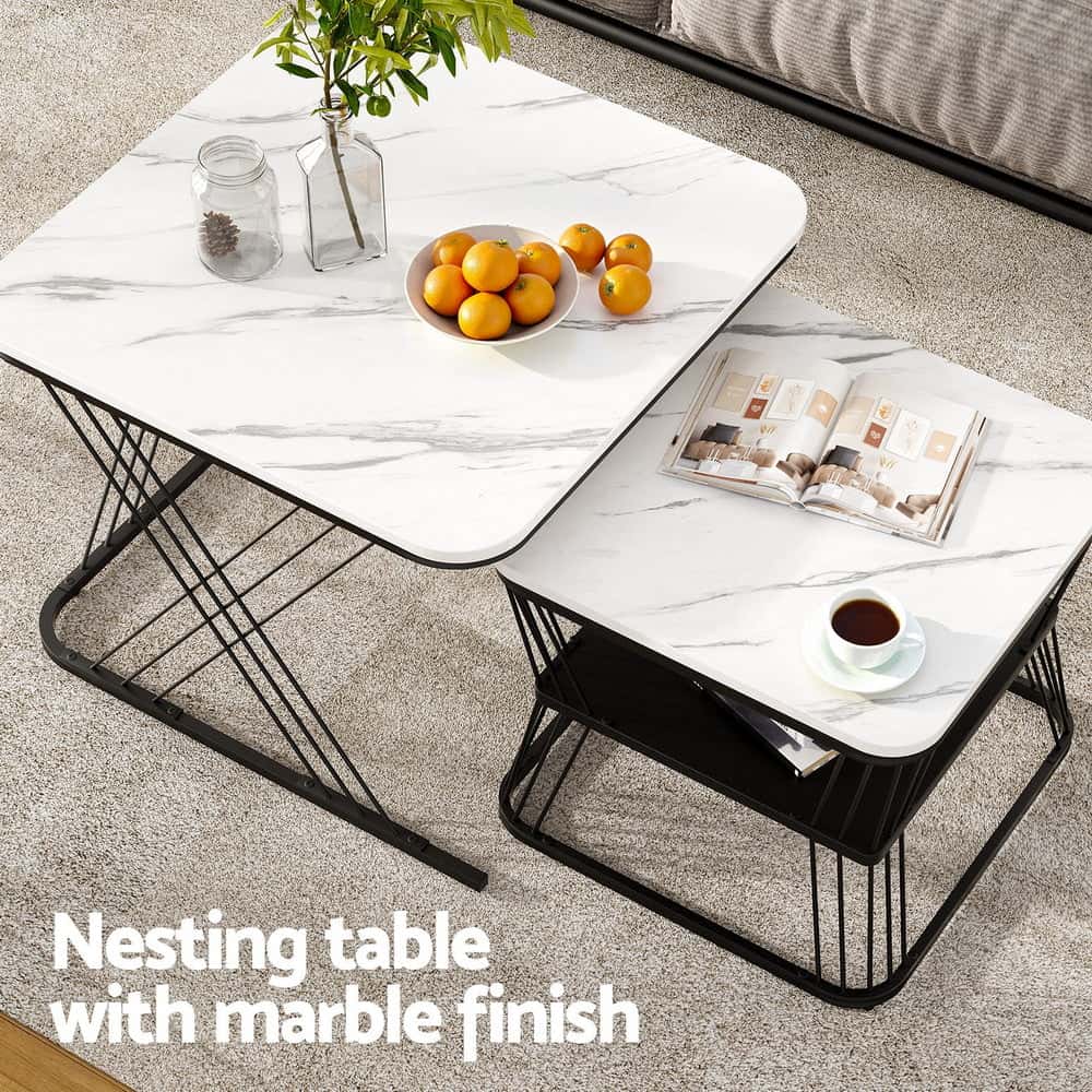 Best Nesting Coffee Table Set of 2 Marble Effect | Buy Online at Furniture Things Australia