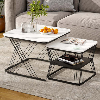 Best Nesting Coffee Table Set of 2 Marble Effect | Buy Online at Furniture Things Australia