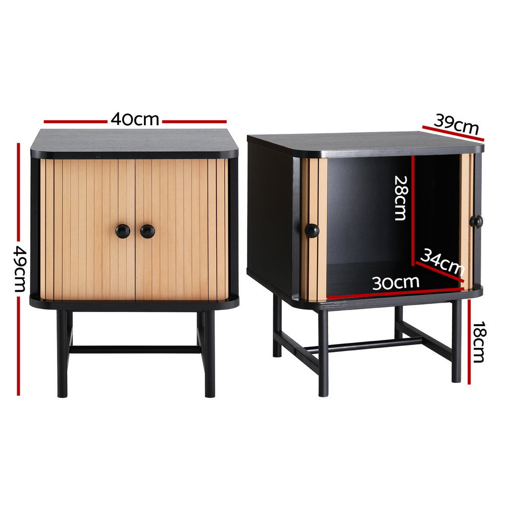 Bedside Table with Sliding Doors