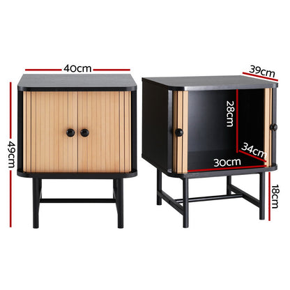 Bedside Table with Sliding Doors