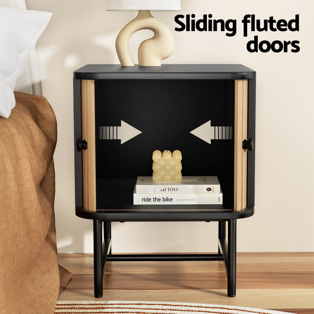 Bedside Table with Sliding Doors
