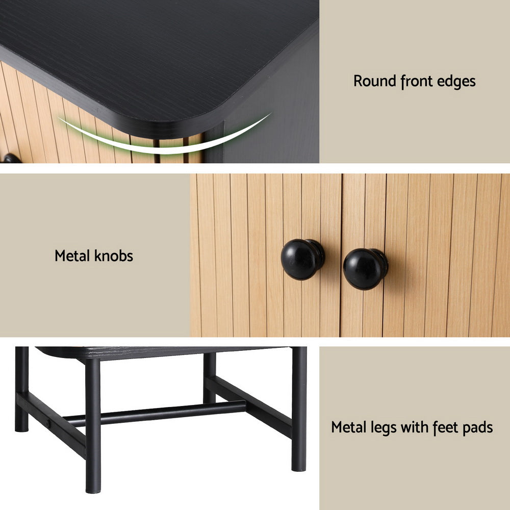 Bedside Table with Sliding Doors