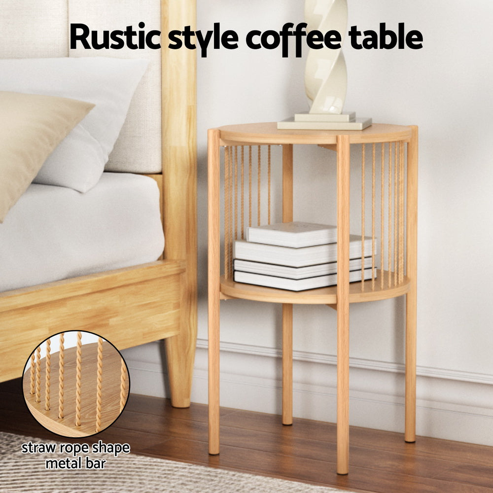 Coffee Table 2-Tier Round Wood