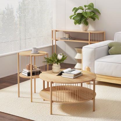 Coffee Table 2-Tier Round Wood