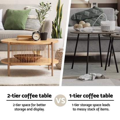 Best Coffee Table 2-Tier Round Wood | Buy Online at Furniture Things Australia