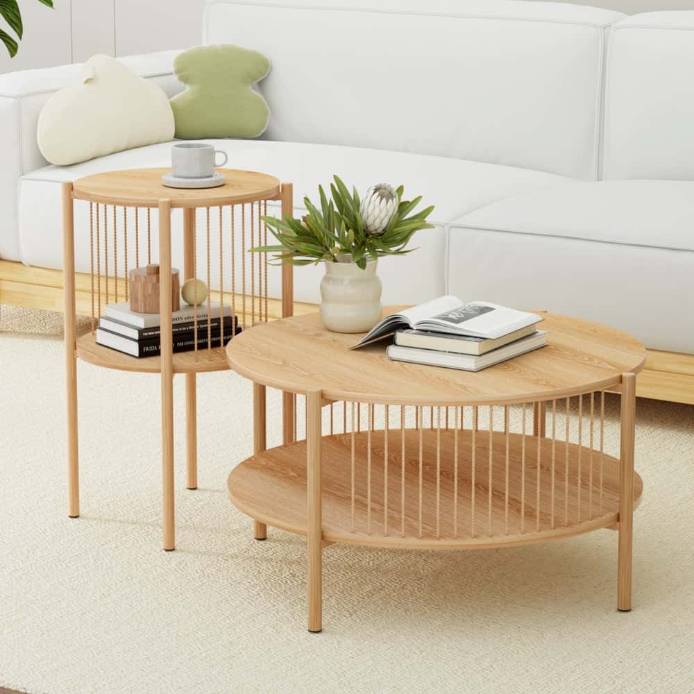 Best Coffee Table 2-Tier Round Wood | Buy Online at Furniture Things Australia