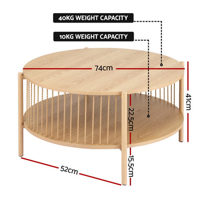 Coffee Table 2-Tier Round Wood
