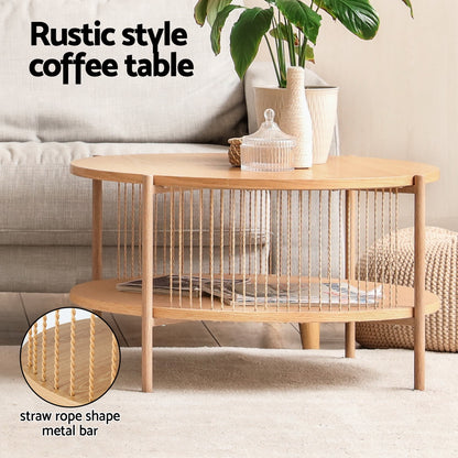 Coffee Table 2-Tier Round Wood