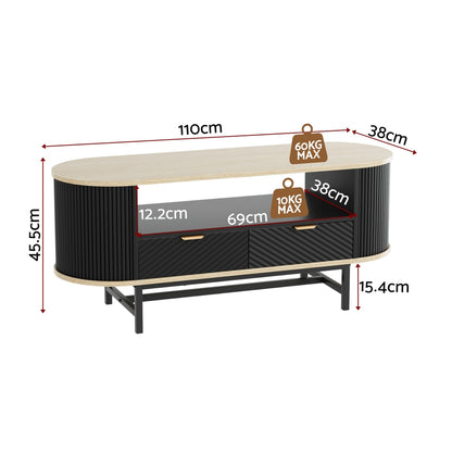 Coffee Table Drawer Shelf Wood&Black