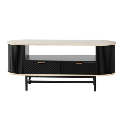 Coffee Table Drawer Shelf Wood&Black