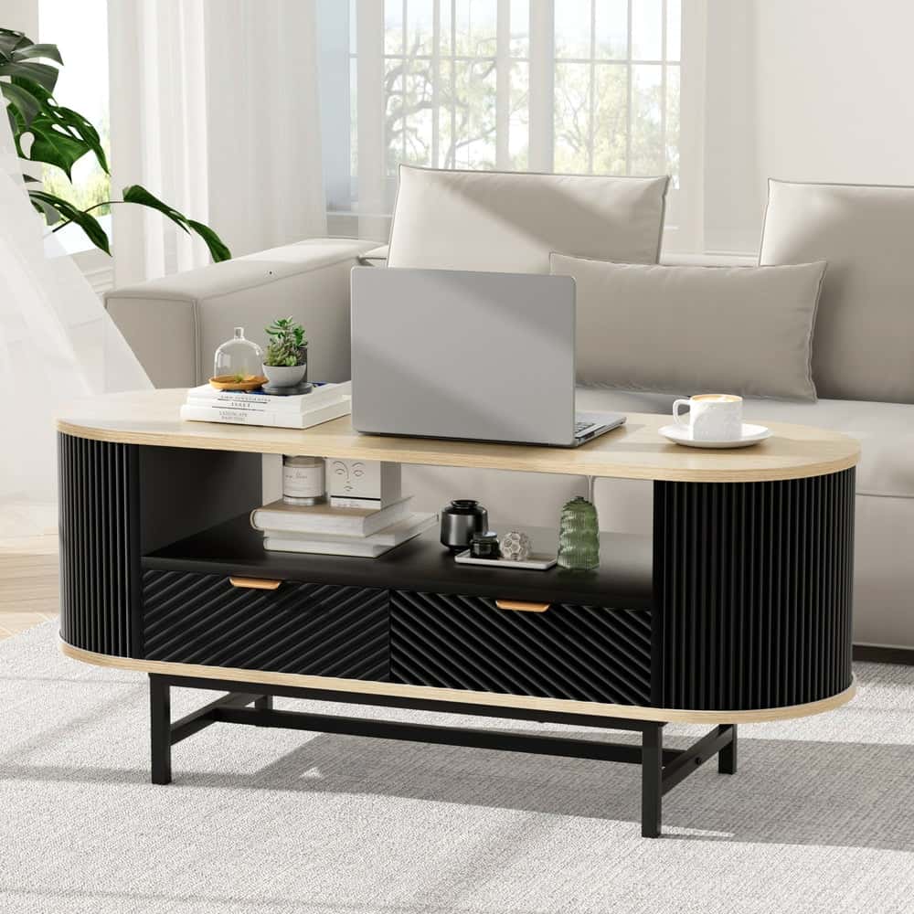 Best Coffee Table Drawer Shelf WoodBlack | Buy Online at Furniture Things Australia