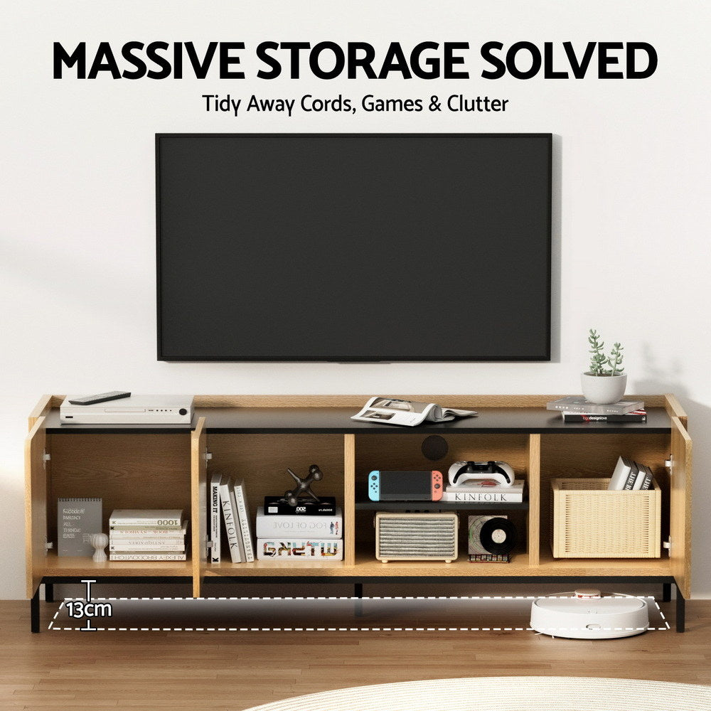 TV Unit Entertainment Unit Storage Cabinet Shelf 160cm Pine