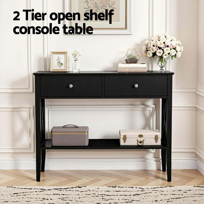 Best Console Table 2 Drawers 100CM Black | Buy Online at Furniture Things Australia