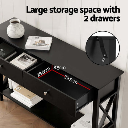 Best Console Table 2 Drawers 100CM Black | Buy Online at Furniture Things Australia