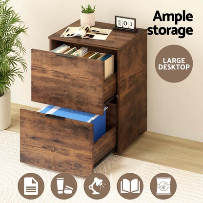 Best Filing Cabinet Files Storage Office Shelves File Organiser Rustic Brown 2 Drawer | Buy Online at Furniture Things A