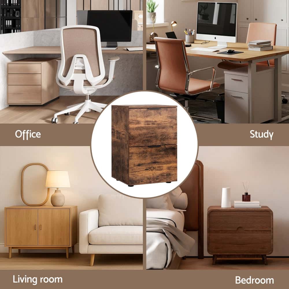 Best Filing Cabinet Files Storage Office Shelves File Organiser Rustic Brown 2 Drawer | Buy Online at Furniture Things A