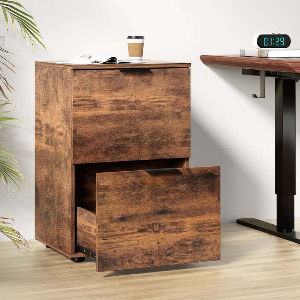 Best Filing Cabinet Files Storage Office Shelves File Organiser Rustic Brown 2 Drawer | Buy Online at Furniture Things A