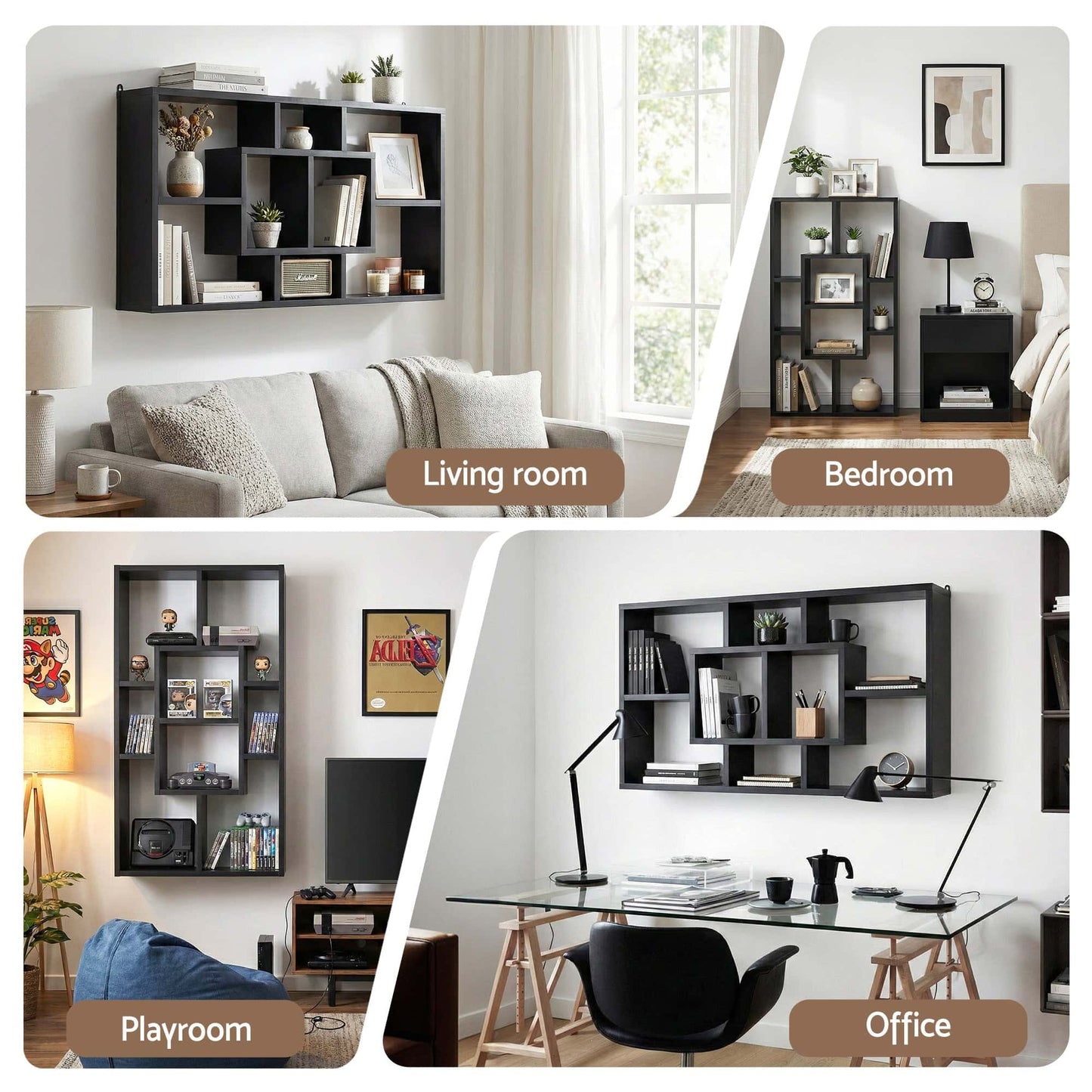 Best Floating Wall Shelves Bookshelf Black | Buy Online at Furniture Things Australia