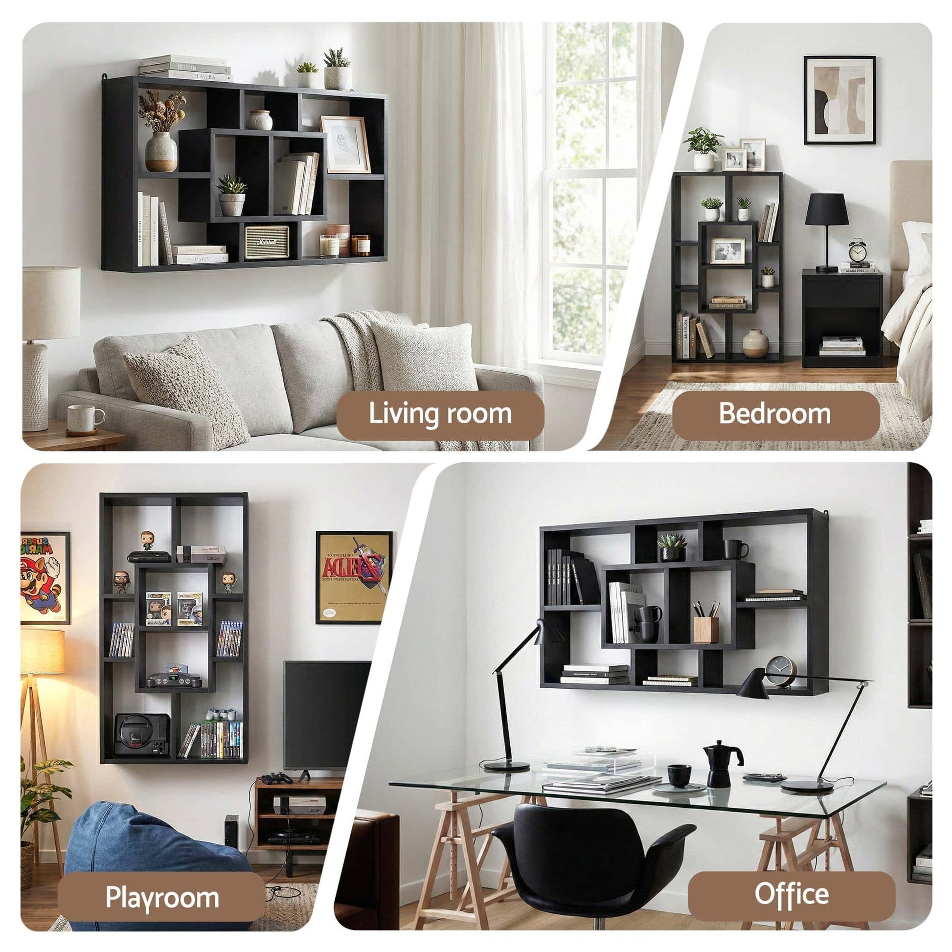 Best Floating Wall Shelves Bookshelf Black | Buy Online at Furniture Things Australia