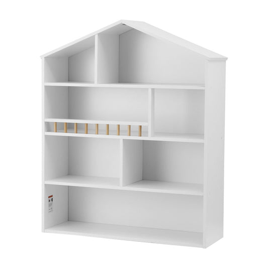 4 Tiers Kids Bookshelf Wooden Bookcase Display Storage Organiser Cabinet White