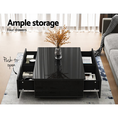 Coffee Table 4 Drawers Black Trevi