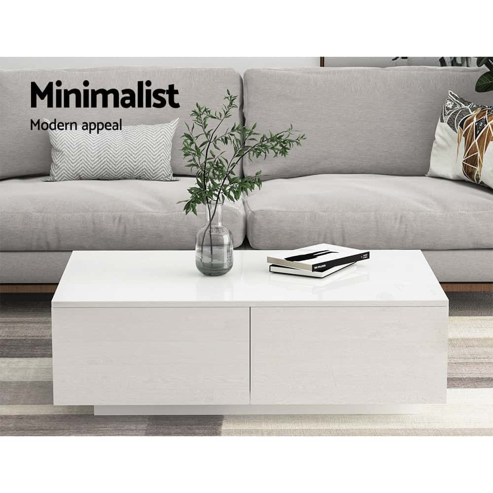 Best Coffee Table 4 Drawers White Trevi | Buy Online at Furniture Things Australia