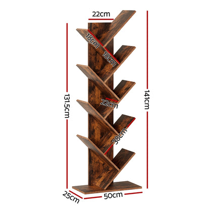 Tree Bookshelf 9 Tiers Walnut
